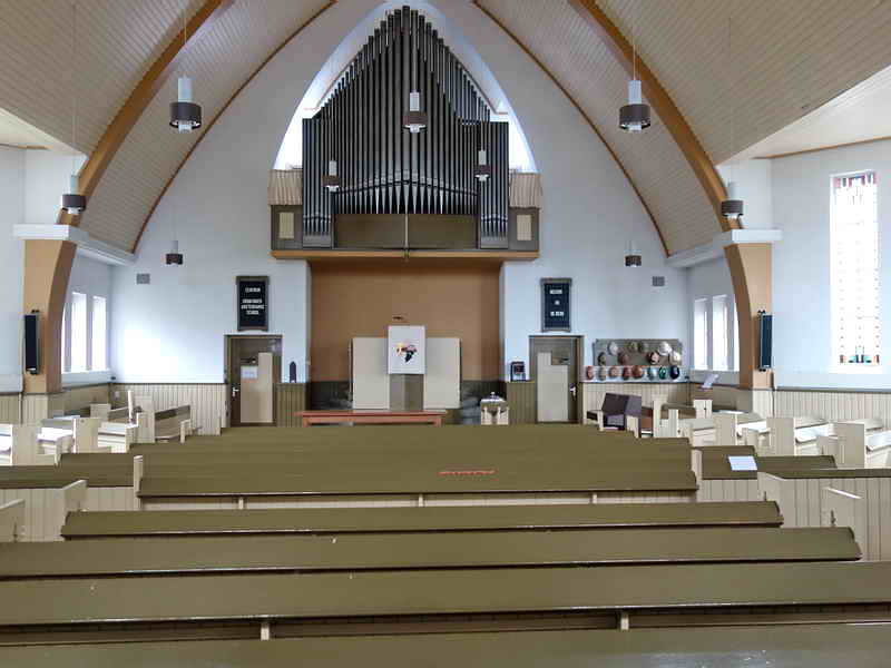 Onderdendam, voormalig gereformeerde kerk, stijl Groninger variant Amsterdamse School, 7-7-2019