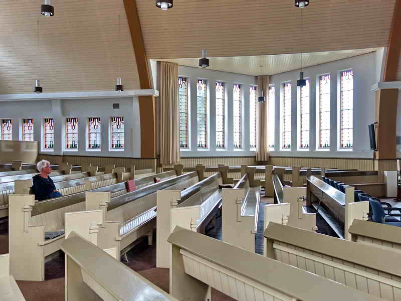 Onderdendam, voormalig gereformeerde kerk, stijl Groninger variant Amsterdamse School, 7-7-2019